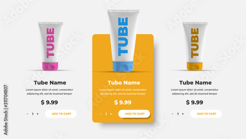 UI / UX product card template for a website with rounded buttons. Banner design for online store.