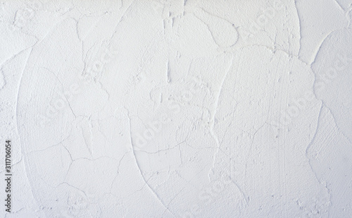 White color of rough surface mortar concrete wall with random texture cement plaster masory man's work