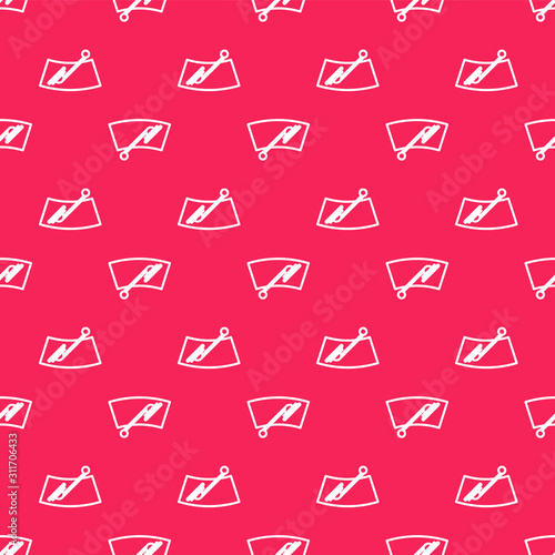 White line Windscreen wiper icon isolated seamless pattern on red background. Vector Illustration