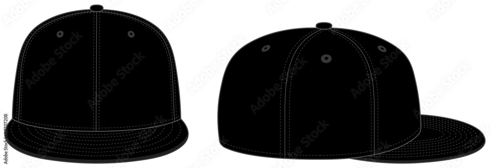 Baseball cap template vector illustration / black - obrazy, fototapety, plakaty 
