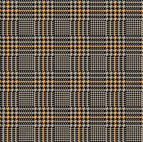 Yellow and gray glen check pattern. Stylish hounds tooth checkered design.