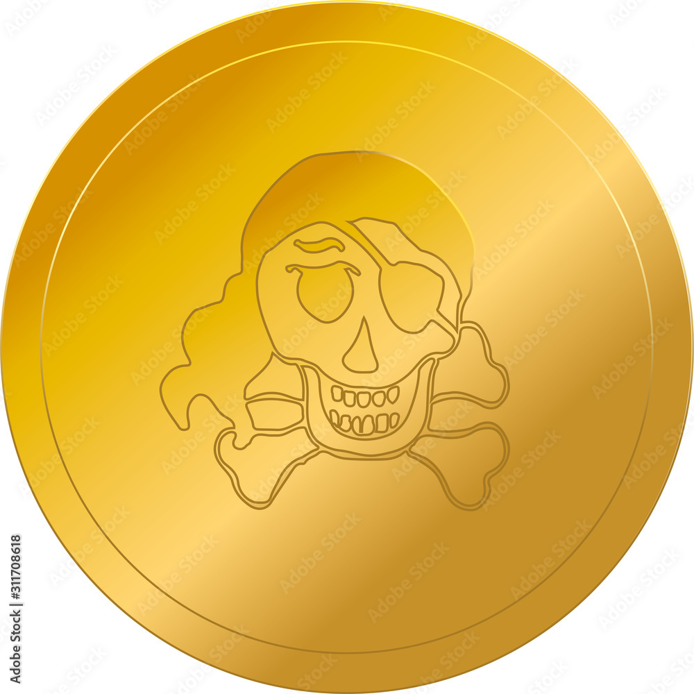 pirat skull gold coin Piratengoldmünze pirat skull gold coin Piratengoldmünze