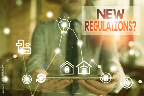 Wallpaper Mural Handwriting text writing New Regulations Question. Conceptual photo rules made government order control way something is done Torontodigital.ca