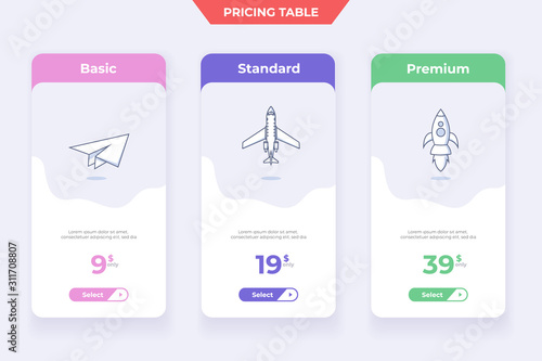 3 Plan Pricing Table Template Design