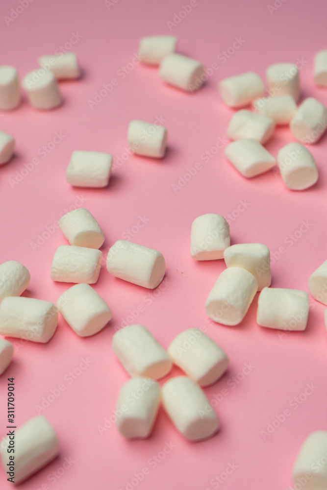 selective focus, white little marshmallows selective focus, white little marshmallows