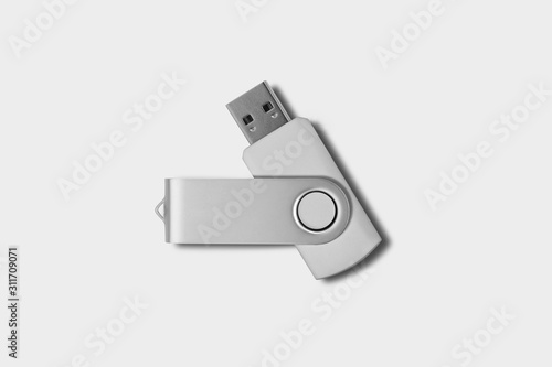 USB Flash Drive Mock up isolated on light gray background. 3d rendering photo