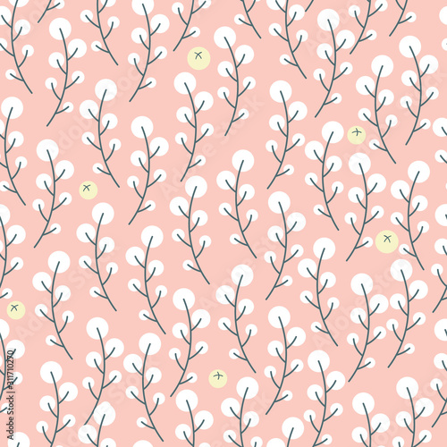 Leaves and Berries Vector Seamless Pattern