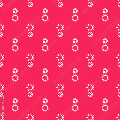 White line Solstice icon isolated seamless pattern on red background. Vector Illustration