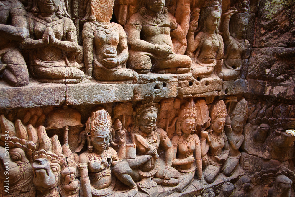Wand Skulpturen In Ankor Wat