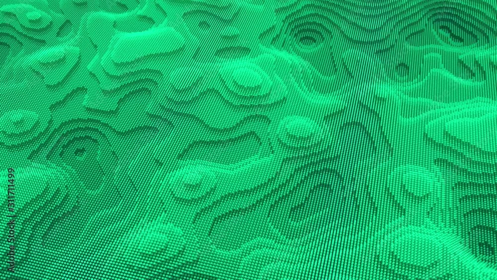 Wavy surface with ripples and grains, seamless loop. Animation. 3D ...