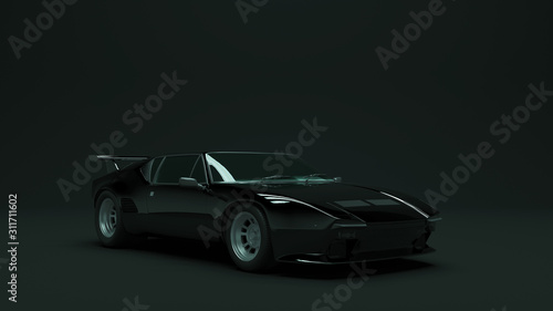 Powerful Black Sports Car 1970's Style 3d illustration 3d render © paul