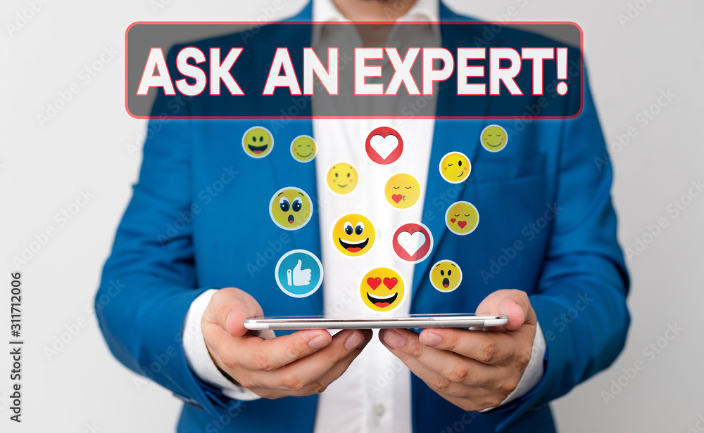 Text sign showing Ask An Expert. Business photo showcasing confirmation that have read understand and agree with guidelines
