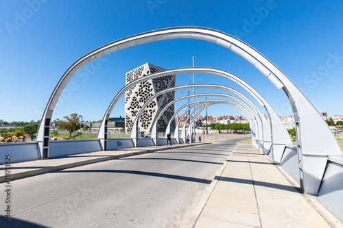 Argentina Cordoba arches on the Rosario of Santa Fe bridge in Bicentenario district photo