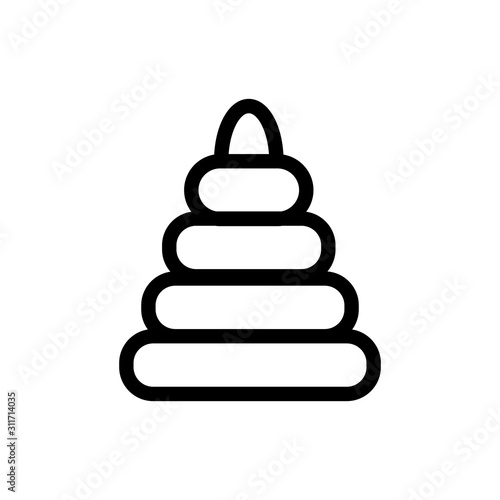 Children pyramid icon vector. A thin line sign. Isolated contour symbol illustration