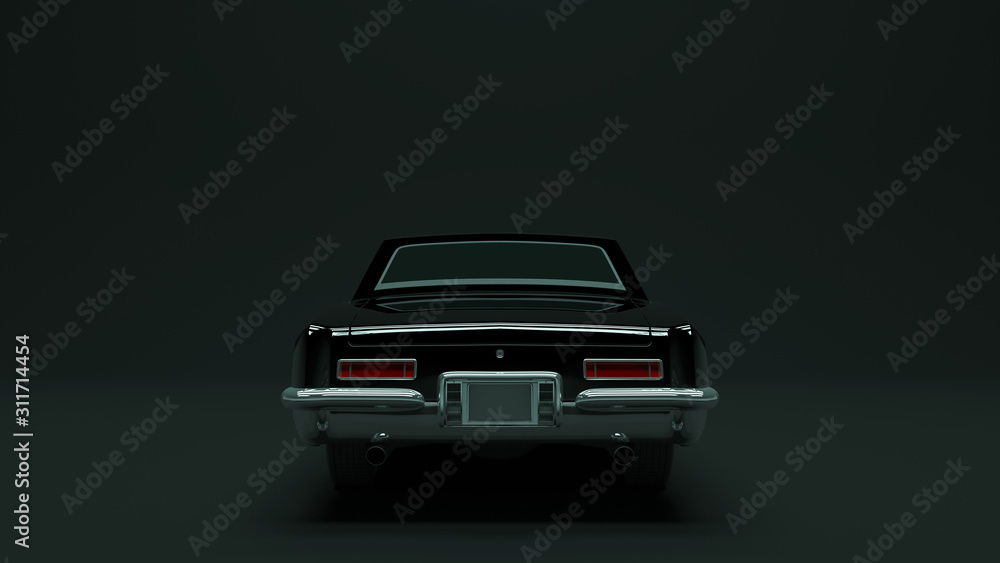 Powerful Black Gangster Luxury 1960's Style Car 3d illustration 3d render