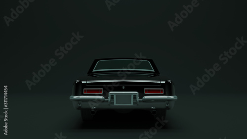 Powerful Black Gangster Luxury 1960's Style Car 3d illustration 3d render © paul