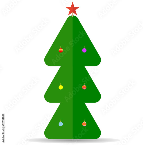 Vector illustration. Green Christmas tree