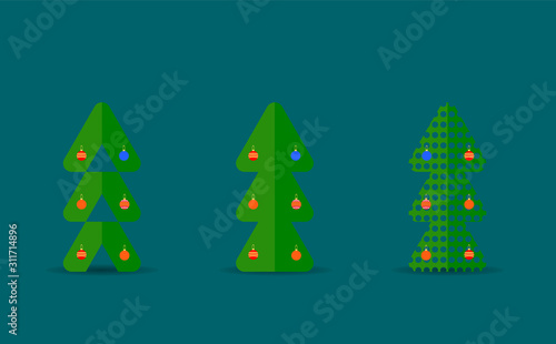 Vector illustration. Green Christmas tree