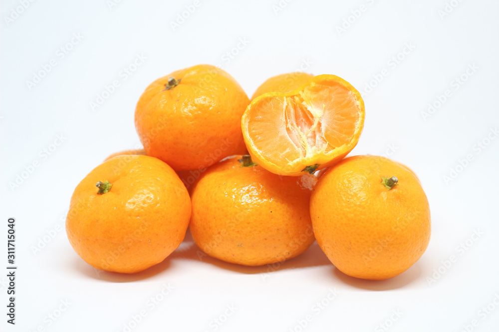 Fresh mandarin oranges on white background Fresh mandarin oranges on white background