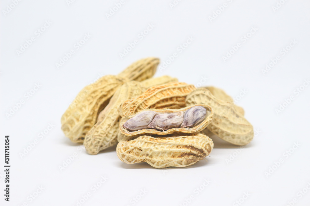 Boiled peanuts on white background Boiled peanuts on white background