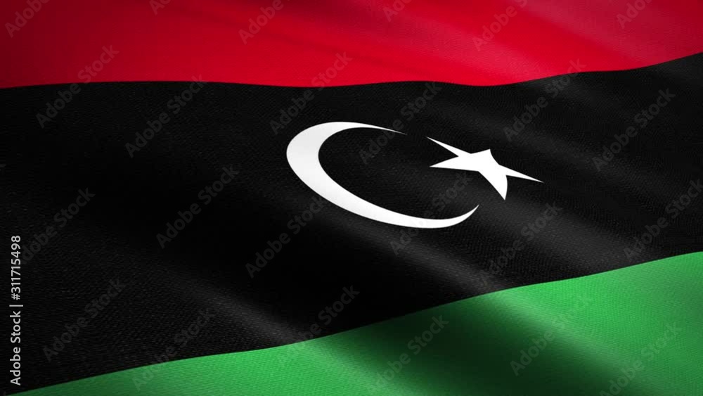 Flag of Libya. Waving flag with highly detailed fabric texture seamless ...