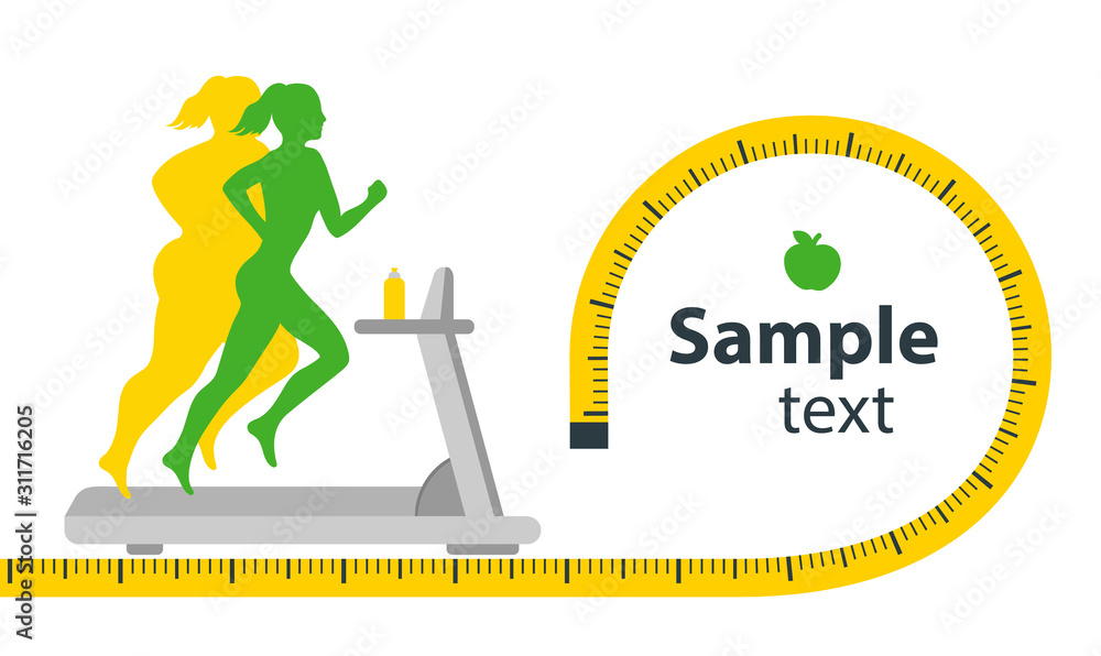 sport, fit, run, workout, training, jogging, weight loss, woman, sporty,  lifestyle, sportswear, healthy, gym, centimeter, girl, exercise, fitness,  active, activity, athlete, athletic, background, beau Stock Vector | Adobe  Stock
