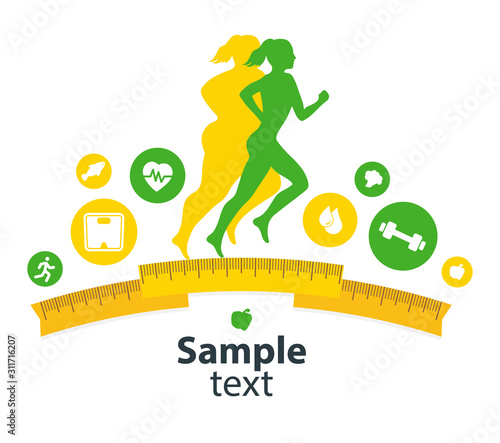 Woman with a obesity. Excess weight problem, fat, health care, unhealthy lifestyle concept design.