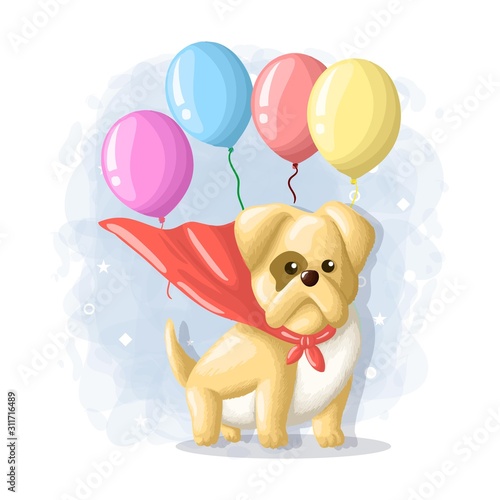 Cartoon Cute Dog Hero Illustration Vector