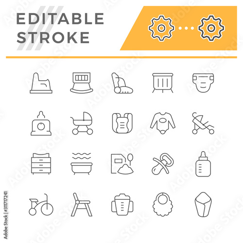 Set line icons of baby goods
