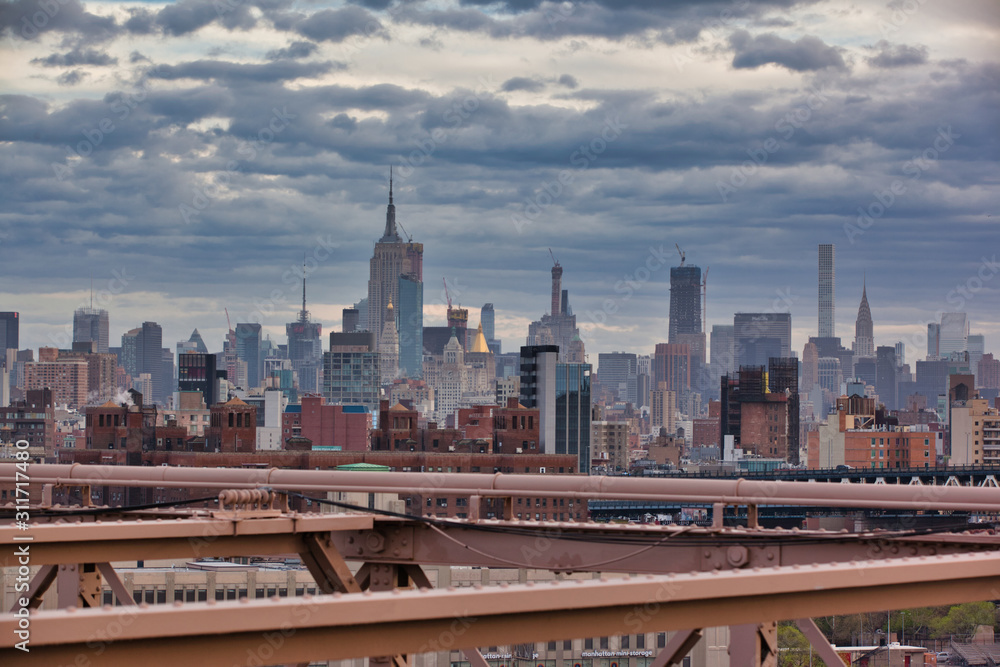 new york city landscape from the brooklyn bridge
