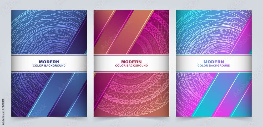 Abstract gradient color pattern texture for book cover template vector set