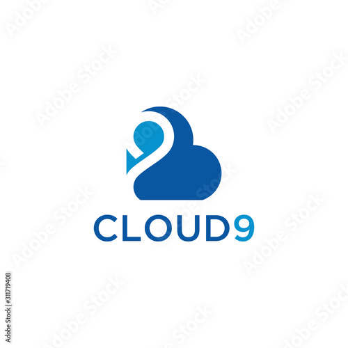 ILLUSTRATION ABSTRACT CLOUD 9 LOGO ICON TEMPLATE DESIGN VECTOR FOR YOUR BUSINESS