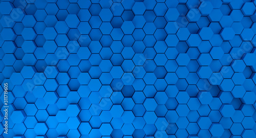 Abstract geometric hexagonal blue background. 3d rendering © dmod