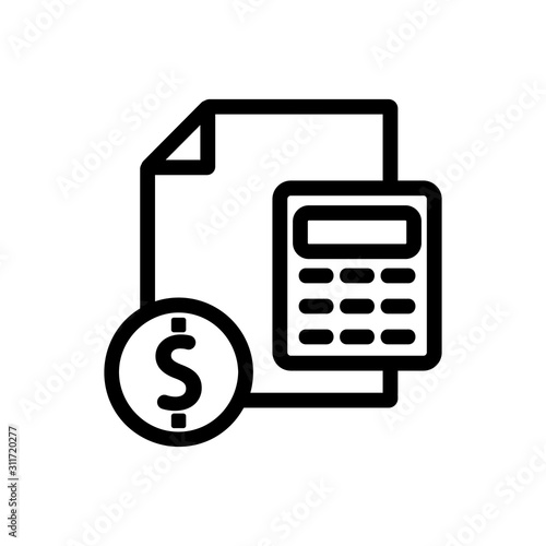 counting the financial report icon vector. A thin line sign. Isolated contour symbol illustration