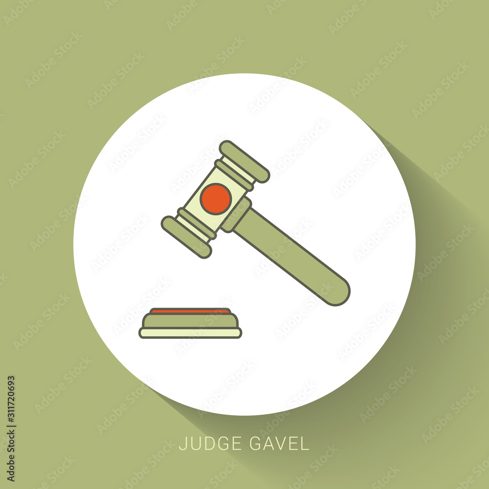 Judge gavel icon. Flat illustration of judge gavel vector icon