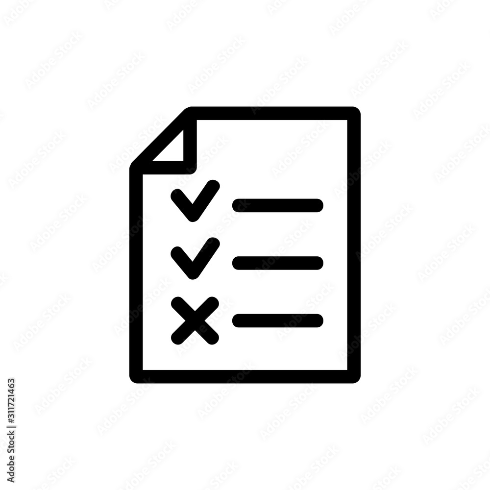 questionnaire to fill out the vector icon. A thin line sign. Isolated contour symbol illustration