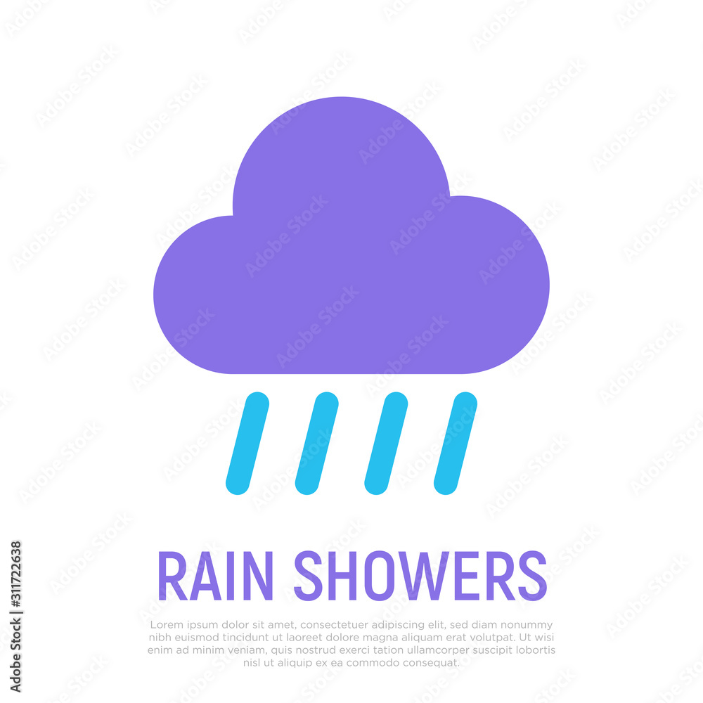 Rain showers icon. Weather symbol in flat style. Modern vector illustration. Rain showers icon. Weather symbol in flat style. Modern vector illustration.