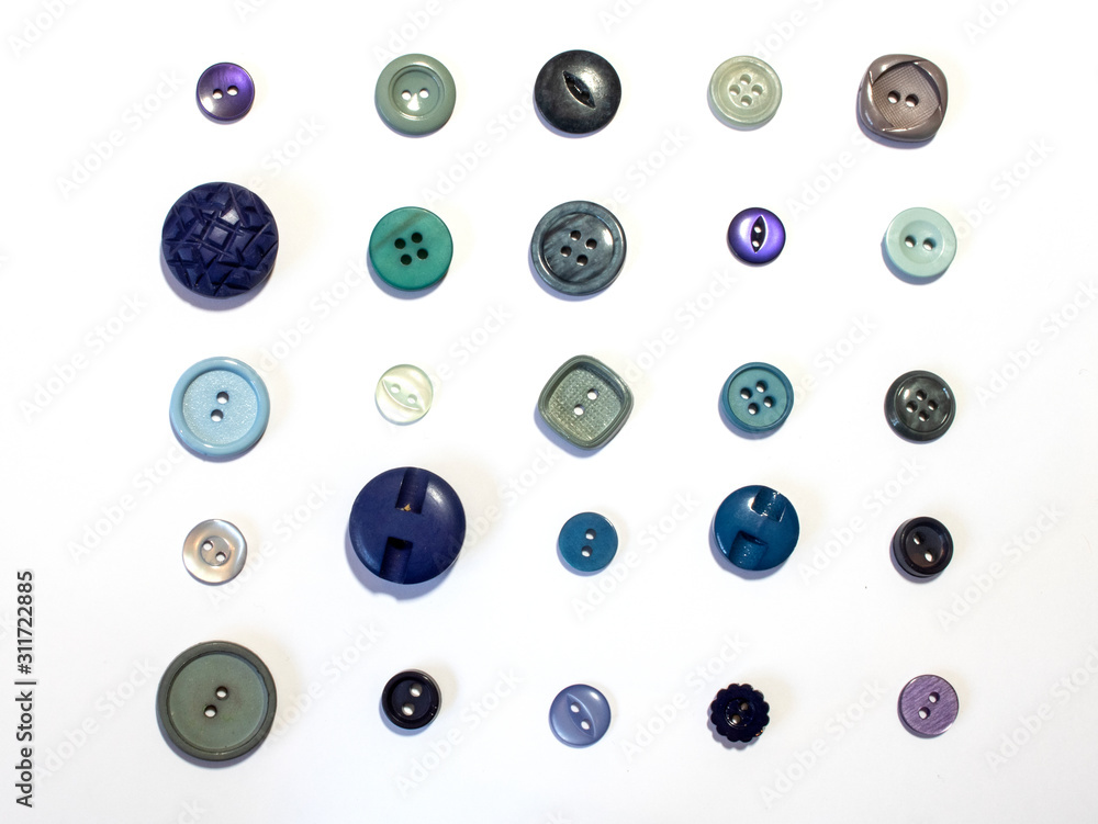 A Collection of Multicolour Blue Different Size Buttons A Collection of Multicolour Blue Different Size Buttons