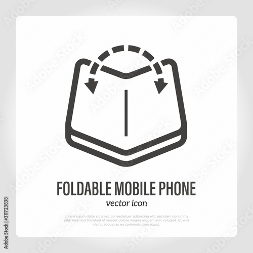 Foldable mobile phone thin line icon. Flexible screen of smartphone. Modern vector illustration.