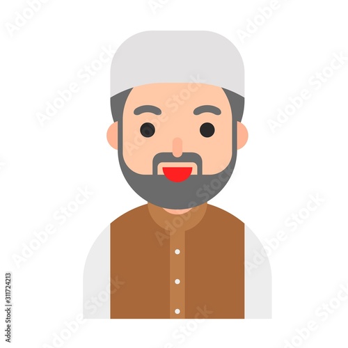 Muslim avatar vector, Muslim people flat icon