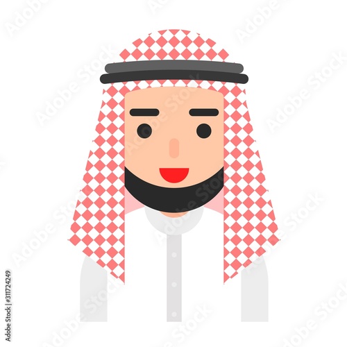 Muslim avatar vector, Muslim people flat icon