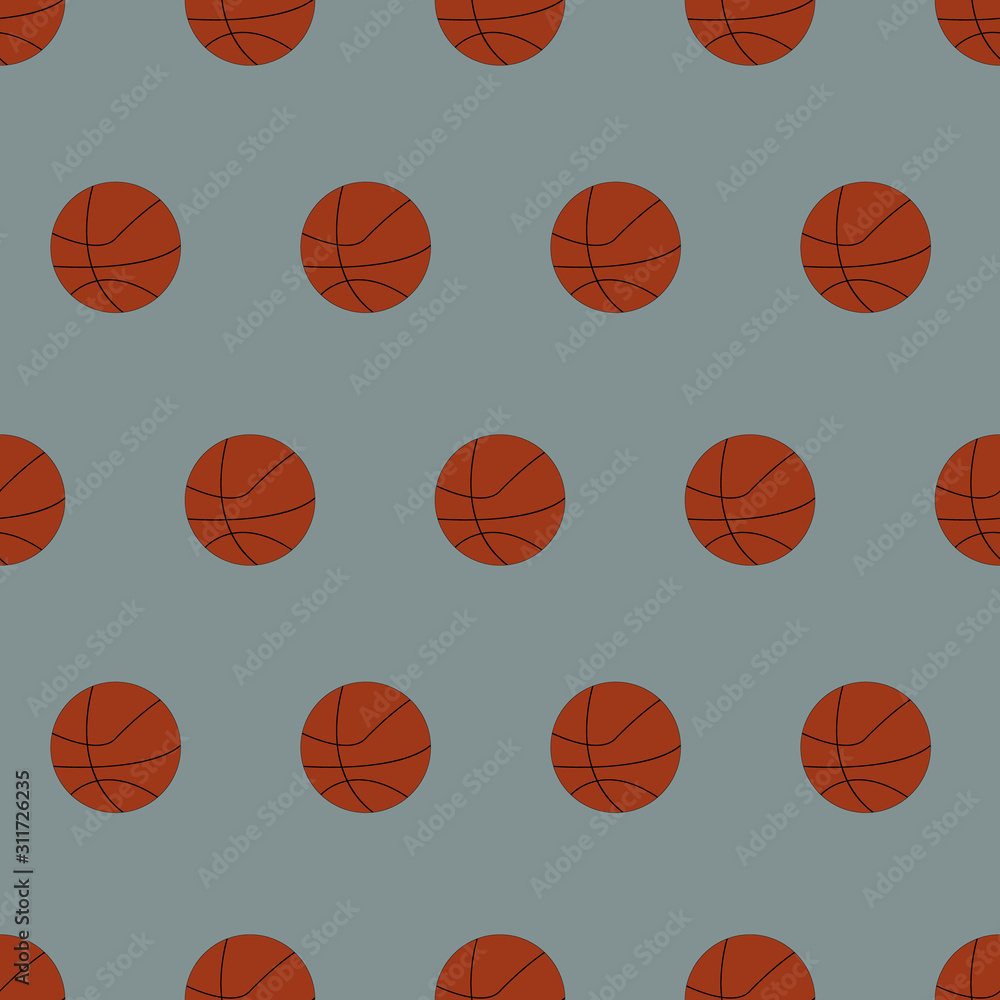 Basketballs seamless pattern. Vector illustration.