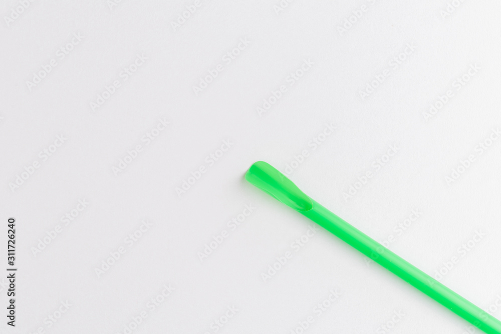 Spoon Straw Isolated On White Background, Green Spoon Straw