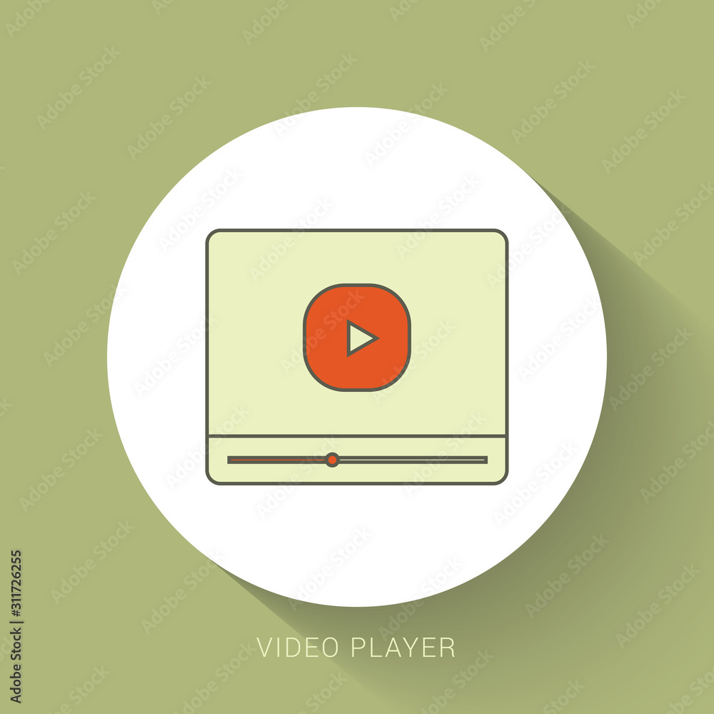 Video player in a flat style. Ideal for web application Video player in a flat style. Ideal for web application