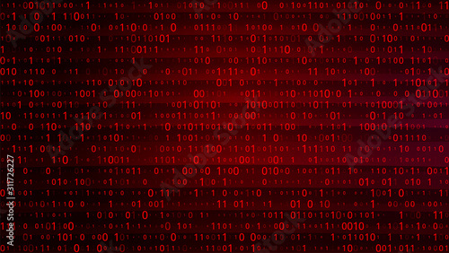 Abstract Red Background with Binary Code. Malware, or Hack Attack Concept