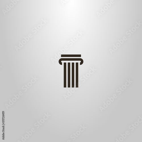 black and white simple vector line art geometric sign of an antique column