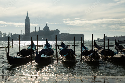 view of gondolas in Venice looking toward the island of Giudecca © lindacaldwell