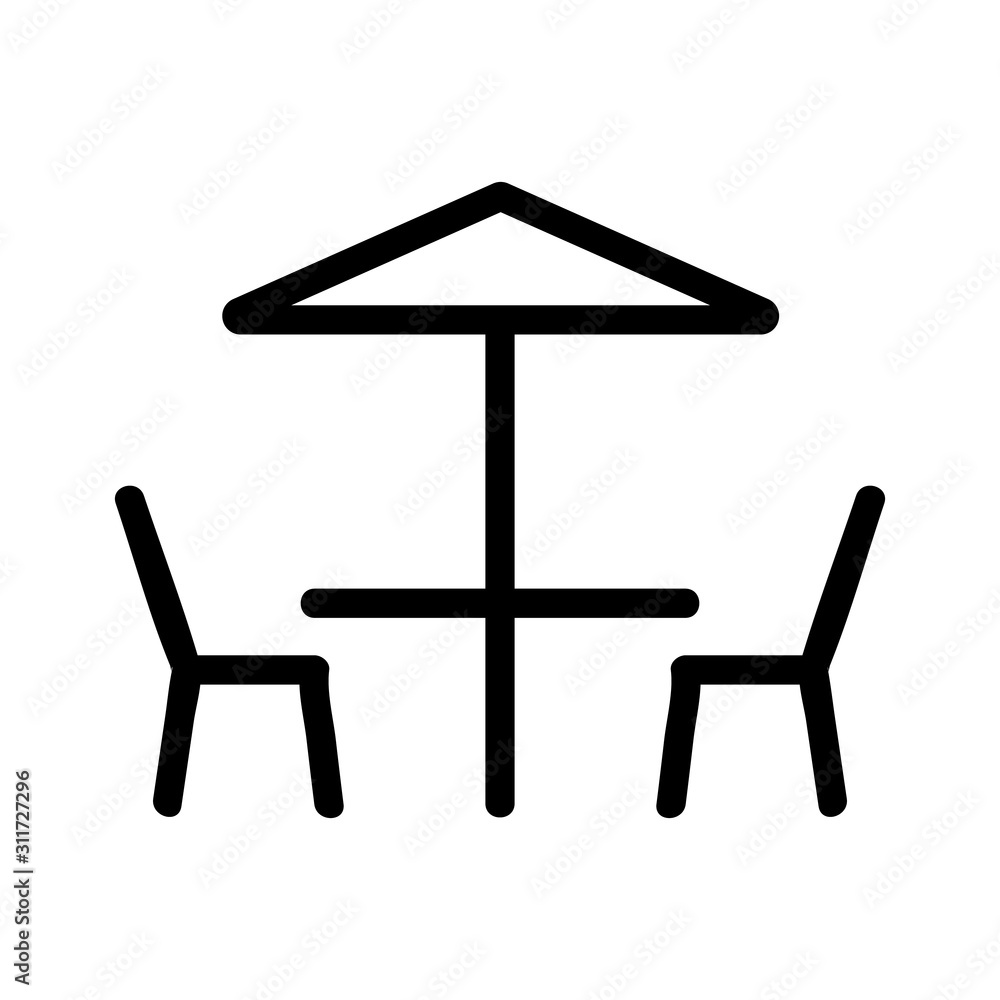 Summer terrace icon vector. A thin line sign. Isolated contour symbol illustration Summer terrace icon vector. A thin line sign. Isolated contour symbol illustration