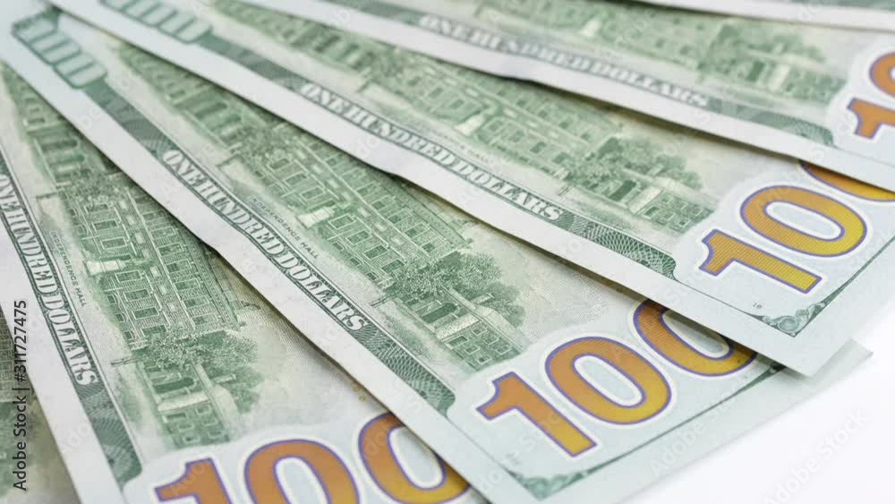 One hundred dollar bills close-up One hundred dollar bills close-up