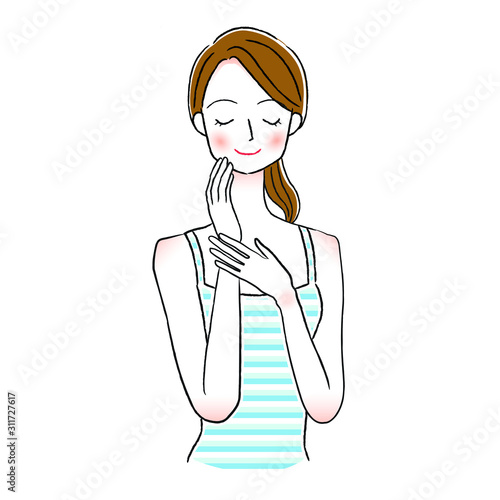 微笑む女性のイラスト　美容